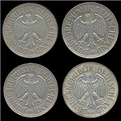 1965D/G/F/J Germany 1 Mark Hi Grade Scarce 4 Pcs (COI-8166)