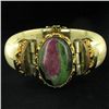 Image 1 : 720ct Bone & Ruby Zosite Bangle Bracelet (JEW-3854)