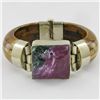 Image 1 : 640ct Bone & Ruby Zosite Bangle Bracelet (JEW-3862)