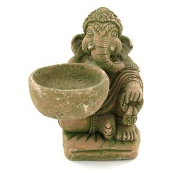 Handcrafted Cast Sandstone Ganesh Candle Holder (CLB-1035)