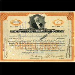 1929 NY Central Railroad Stock Cert w/ SCARCE Transfer Stamps (CUR-06610)