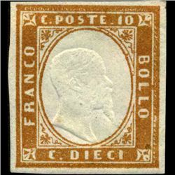 1855 RARE Italy Sardina 10c Stamp MINT NG (STM-1116)