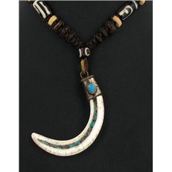 Tibet Shell Agate Bead Nickel Necklace (JEW-3259)