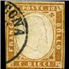 Image 1 : 1855 RARE Italy Sardina 10c Stamp (STM-1118)