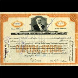 1929 NY Central Railroad Stock Cert w/ SCARCE Transfer Stamps (CUR-06619)