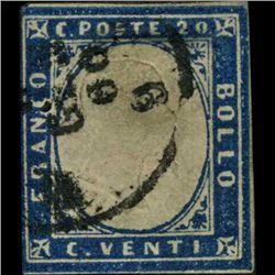 1855 RARE Italy Sardina 20c Stamp (STM-1126)