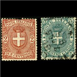 1891 RARE Italy 2c/5c Stamp Pair (STM-1248)