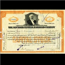 1920s NY Central Railroad Stock Cert w/ SCARCE Transfer Stamps (CUR-06552)