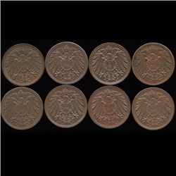 1903-13 Germany 1pf AU/UNC 8Pcs. (COI-9775)