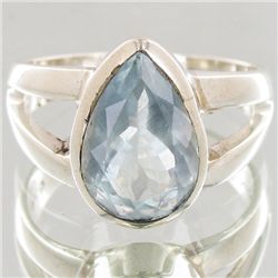 30.7twc Natural Aquamarine Sterling Ring (JEW-4125A)