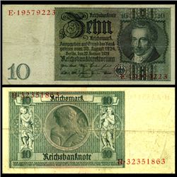 1929 Germany 10 Mark Note Better Grade (CUR-06662)