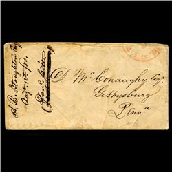 1840s Gettysburgh Stampless Cover SCARCE (STM-2041)