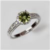 Image 1 : Natural 1.25 ct 2.97g Peridot & Diamond 14k WG Ring