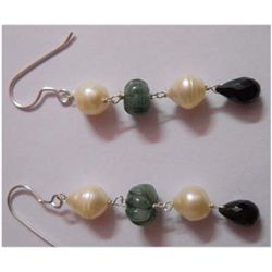 Natural 25.10 ctw Pearl/Sapphire/Semi Precious Earring