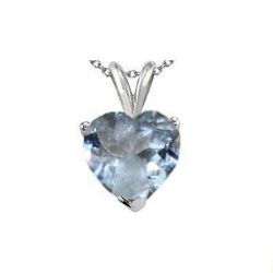 Natural 1.65 ctw Aquamarine Heart Pendant .925 Sterling