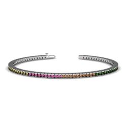 4.90 ctw Multi Color Sapphire  Rainbow Bracelet  14kt