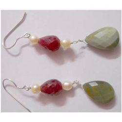 Natural 37.50 ctw Semi Precious Earring .925 Sterling