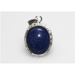 NATURAL 5.45 GRAMS LAPIS OVAL PENDANT .925 STERLING SIL