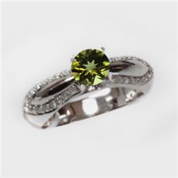 Natural 1.36 ct 5.17g Peridot & Diamond 14k WG Ring