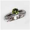 Image 1 : Natural 1.36 ct 5.17g Peridot & Diamond 14k WG Ring