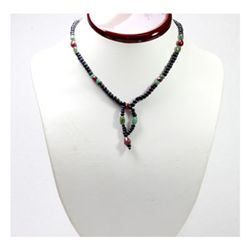 Natural 101.22 ctw Emerald, Ruby Sapphire Bead Necklace