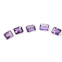 Natural 6.08ctw Amethyst Emerald Cut 6x8 (5) Stone