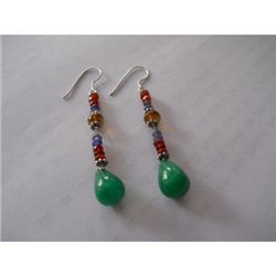 36.20 ctw Emerald and Semi Precious Earrings .925 Sterl