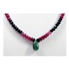 Image 2 : Natural 128.39 ctw Emerald Ruby Sapphire Bead Necklace