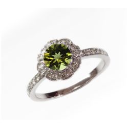 Natural 1.27 ct 3.38g Peridot & Diamond 14k WG Ring