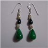 Image 1 : 40.0 ctw Saphire and Emerald Earrings .925 Sterling