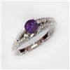 Image 1 : Natural 1.49 ct 4.41g Amethyst & Diamond 14k WG Ring