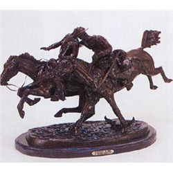 Wounded Bunkie Bronze Sculpture by Frederic Remington.