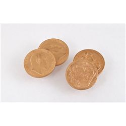 Four Gold Edwardian Sovereigns