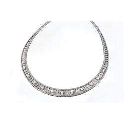 A Diamond and 18 Karat White Gold Necklace