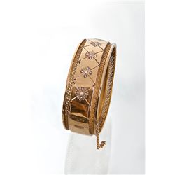 An 18 Karat Gold, Diamond and Pearl Bangle by Alexandre Vaguer, Paris, Late 19th Century