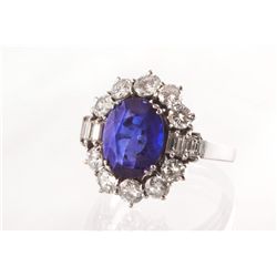 A Diamond and Sapphire Ring