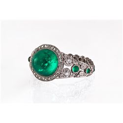 A Magnificent Art Deco Emerald and Diamond Ring, Probably France, c. 1910
