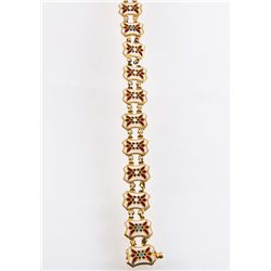An Antique 18 Karat Gold and Enamel Bracelet, France