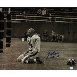 Y.A. Tittle Signed Giants 20x16 Photo: Inscribed "HOF 71" (JSA)