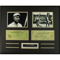 Honus Wagner & Ty Cobb 20x16 Custom Display Piece with Signed Check Copies