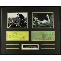 Marilyn Monroe & Elvis Presley Signed 16x20 Check Copy Display