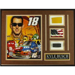 Kyle Busch NASCAR 16x12 Custom Display Piece with Sheet Metal & Race-Used Tire (COA)