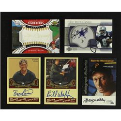 Lot of (5) Autographed Insert Cards Including Bill Walton, Bill Laimbeer, Jim Bunning, Drew Pearson