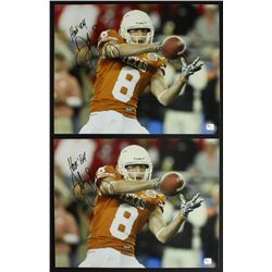 Lot of (2) Jordan Shipley Signed Texas 11x14 Photos: Inscribed "Hook' Em" (GA COA)