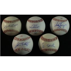 Lot of (4) Signed Baseballs Including Bauer, Walden, Kimbrell, Cunningham & Sanchez (JSA COA)