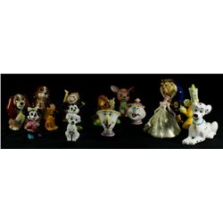 Lot of (15) Walt Disney Vintage Glass Figures with Mickey Mouse, Minnie Mouse, Bambi