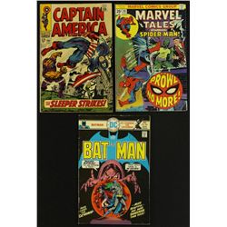Lot of (3) Vintage 1960s & 1970s Comic Books: Batman, Spider Man & Captain America