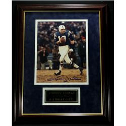 Johnny Unitas Signed Custom Framed Colts 15x19 Display (GA COA)