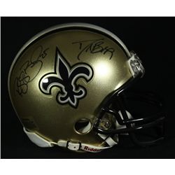 Drew Brees & Reggie Bush Signed Saints Mini-Helmet (GA)