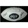 Image 1 : Santonio Holmes and Plaxico Burress Signed Jets Logo Football (GA COA)